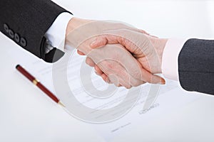 Business handshake. Business handshake and business people concept. Successful Business woman smiling friendly