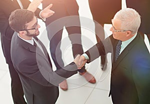 Business handshake and business people conce