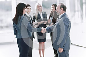 Business handshake and business people concept. Two men shaking hands.