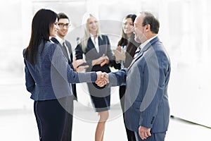 Business handshake and business people concept. Two men shaking hands.