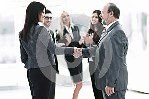 Business handshake and business people concept. Two men shaking hands.