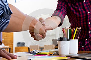 Business handshake. Business people shaking hands, finishing up a meeting,Success agreement negotiation