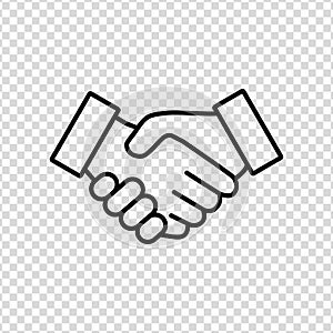 Business handshake contract agreement line art vector icon for apps and websites