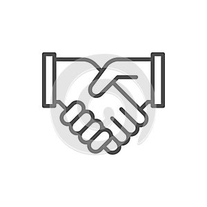 Business handshake, contract agreement, partnership line icon. photo