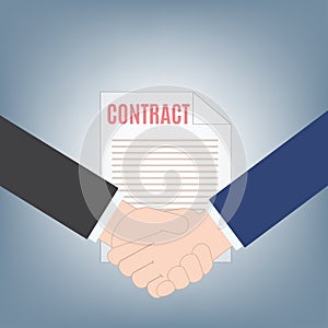 Business handshake and contract background, contract agreement business concept, illustration vector in flat design