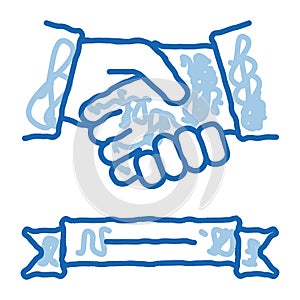 business handshake deal doodle icon hand drawn illustration