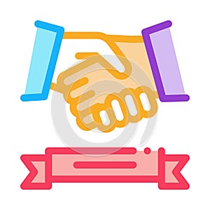Business handshake deal icon vector outline illustration
