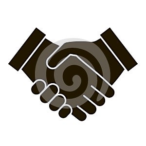 Business handshake icon, contractual agreement, line art. Sign contract, partnership, peace. Vector