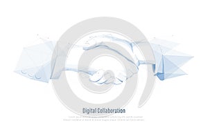 Business handshake. Low poly wireframe, lines and triangles, point connecting network. Illustration vector