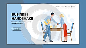 Business Handshake Man And Woman Partners Vector