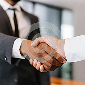 Business handshake of the manager and director of the company photo