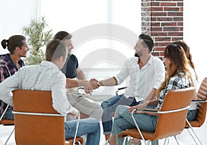 Business handshake in modern office. the concept of cooperation.