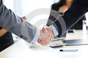 Business handshake at office