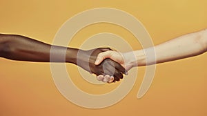 Business handshake on peach background, modern business partnership