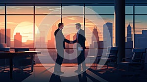 Business handshake, two corporate men shaking hands, making a deal in office