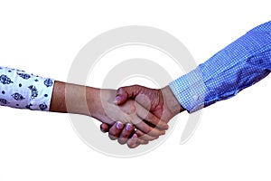 Business handshake on white background