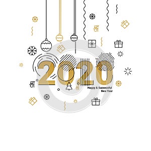 Business Happy New Year 2020 greeting card. Vector illustration concept for background, greeting card, banner for website, social