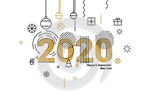 Business Happy New Year 2020 greeting card. Vector illustration concept for background, greeting card, banner for website, social