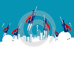 Business heroes flying goal. Concept business vector illustration, Successful, Teamwork, Office worker