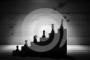 Business hierarchy. Strategy concept with chess pieces