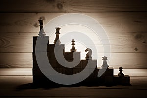 Business hierarchy. Strategy concept with chess pieces