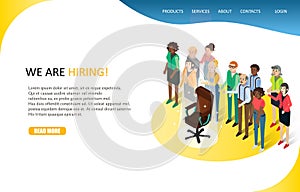 Business hiring landing page website vector template