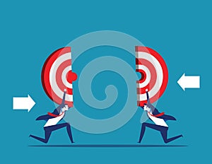 Business holding target. Teamwork to reach success. Concept business vector illustration