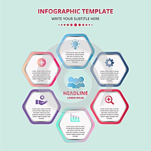 Business honeycomb infographic template for presentation