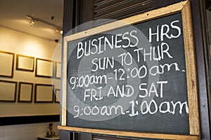 Business Hours Signboard