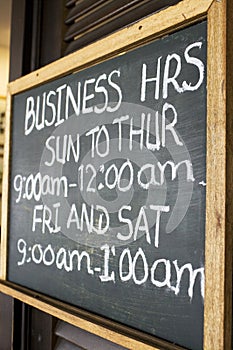 Business Hours Signboard