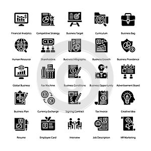 Business and Hr Solid Icons Set