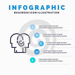 Business, Human, Modern, Resources, Selection Line icon with 5 steps presentation infographics Background