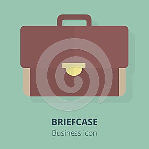 Business icon. Briefcase. Flat vector illustration.