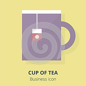 Business icon. A cup of tea. Flat vector illustration.