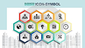 Business icon in hexagon
