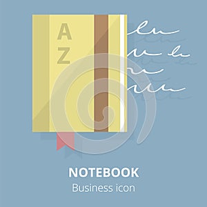 Business icon. Notebook. Flat vector illustration.