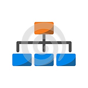 Business icon, organization structure and hierarchy icon in flat design