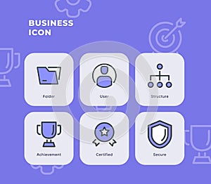 Business icon set collection package with dual tone modern flat vector illustration for business management finance strategy