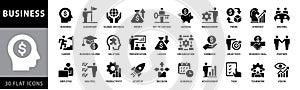 Business icon set. Global Business, leadership, team, meeting, partner, startup, trade, company, management, etc