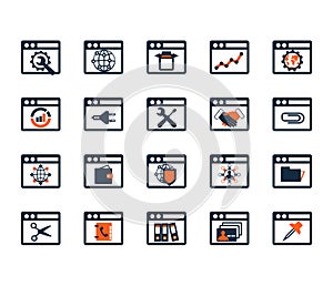 Business icon set. Software, web development, finance, banking.