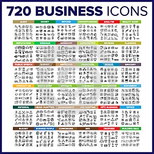 Business Icon Thin Line Big Set Vector