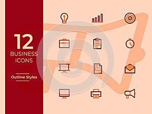 Business Icons, Business symbol. two tone color outline Icons perfect for mobile apps, presentation