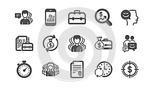 Business icons. Group of people, Portfolio and Teamwork. Classic icon set. Vector