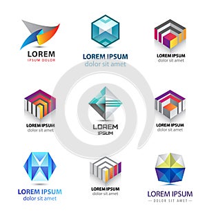 Business icons set. Abstract logos, company idntity design elements, creative symbols. Use for ad, banners, flyers, web