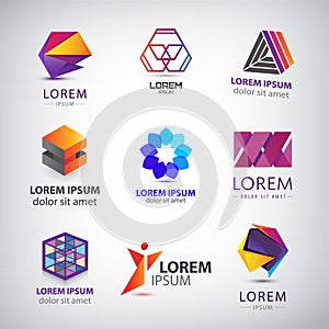 Business icons set. Abstract logos, company idntity design elements, creative symbols. Use for ad, banners, flyers, web