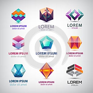 Business icons set. Abstract logos, company idntity design elements, creative symbols. Use for ad, banners, flyers, web