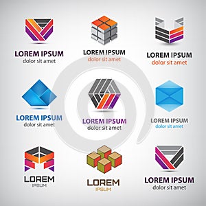 Business icons set. Abstract logos, company idntity design elements, creative symbols. Use for ad, banners, flyers, web