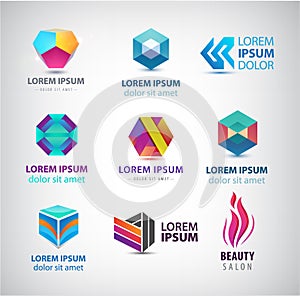 Business icons set. Abstract logos, company idntity design elements, creative symbols. Use for ad, banners, flyers, web