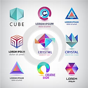 Business icons set. Abstract logos, company idntity design elements, creative symbols. Use for ad, banners, flyers, web