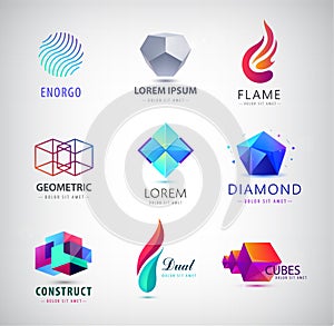 Business icons set. Abstract logos, company idntity design elements, creative symbols. Use for ad, banners, flyers, web